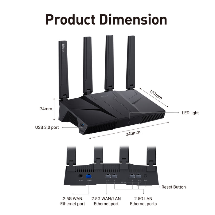 Flint 3 (GL-BE9300)Tri-band Wi-Fi 7 Home Router