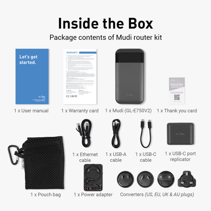 Mudi V2 (GL-E750V2) Portable 4G LTE Router | Travel WiFi