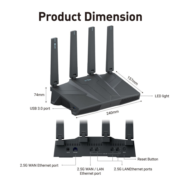 Flint 3e (GL-BE6500) Dual-band Wi-Fi 7 Home Router