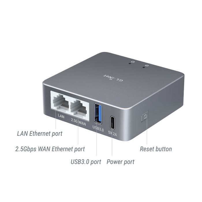 Brume 2 (GL-MT2500A) VPN Security Gateway with EU+UK plug | Aluminium Alloy