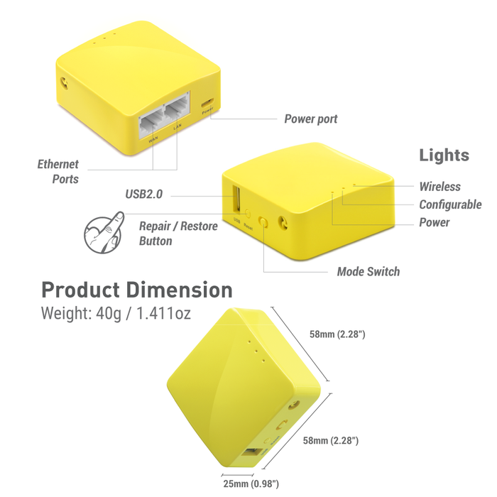 Mango (GL-MT300N-V2) Wireless Mini Router